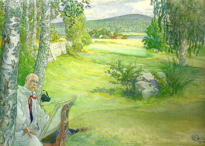 Carl Larsson paradiset-sjalvportratt i landskap Spain oil painting art